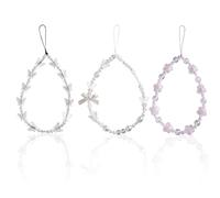 SAVITA 3 correas de pulsera con cuentas para teléfono, correa de muñeca con diseño de mariposa, flor, mal de ojo, nudo de lazo para mujer, llavero, M, resina, perlas artificiales, cuentas de cristal