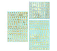 SAVITA 3 Hojas Pegatinas con Números del Alfabeto, Metal Brillante Pegatina con Letras Pequeñas Pegatina con Números Dorados para Álbumes de Recortes, DIY (Letras Mayúsculas y Minúsculas)