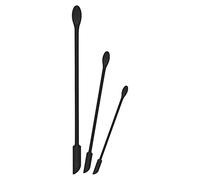 SAVITA 3 Piezas Pequeñas Espátulas de Maquillaje, Doble Punta Multifuncional Mini Espátulas Silicona Cucharas Largas para Maquillaje Cosméticos Cocina Tarros Finos Latas Estrechas (Negro, 3 Tamaños)