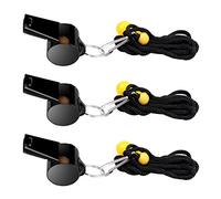 Savita 3 Piezas Silbatos de Acero Inoxidable con Cordón, Ruidoso Metalico Silbatos Deportivos Profesional para Actividades al Aire Libre PE Clases Entrenadores Árbitros Emergencia (Negro)