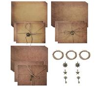 SAVITA 30 Uds. Juego de Sobres y Papeles Antiguos, 16,2x11,4cm 6 Uds. Sobres Vintage y 12 Uds. Papel Vintage con 6 Uds. Cuerdas de Cáñamo 6 Uds. Dijes Sobres Envejecidos para Escribir (Estilo 2)