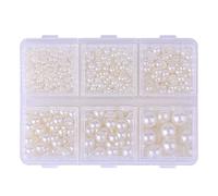 SAVITA 3000 Piezas 2/3/4/5/6/8mm Perlas Semiredondas, Medias Cabujón para Sueltas Pequeas Bricolaje Manualidades Joyería Arte de Uas Haciendo (Beige)