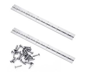 SAVITA 30cm Bisagras Piano, 2 Piezas Bisagra Piano Acero Inoxidable con Agujeros, Pulido Resistente Piano Hinge Acero Inoxidable para Caja Almacenamiento Gabinetes Barcos, Tornillo Incluido (Plata)