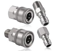 SAVITA 4 Piezas Acoplador de Lavadora a Presión, NPT 3/8inch Accesorios de Lavadora a Presión Acero Inoxidable Macho y Hembra Accesorios de Conector Rápido (Rosca Interna, Rosca Externa)