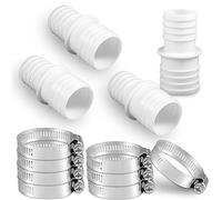 SAVITA 4 Piezas Adaptador Manguera Piscina de 32 a 38mm con 8 Piezas Abrazaderas Ajustables de Acero Inoxidable Doble Extremo Adaptador de Manguera de Piscina para Conector de 38 a 32mm (Blanco)