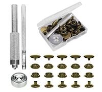SAVITA 43 Piezas Kit de Cierres a Presión 15mm con Ajuste Base Perforación Hueca Resistente Botones de Presión Metálicos Snap Button Kit para Ropa sin Coser Broches para Cuero Chaquetas Jeans Bolsos