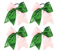 SAVITA 4uds Accesorios Cabello en Rosa y Verde, Incluye 2uds Pasador Pelo Lazo con Lentejuelas y 2uds Lazos Cabello con Lentejuelas Regalos Fans Accesorio Disfrace Halloween para Mujer