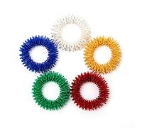 SAVITA 5 Pack Spiky Sensory Finger Anillos de masaje de acupresión, Silent Great Fidget Sensorial Toy para niños Adolescentes y adultos - SIDA con Focus ADD ADHD OCD y autismo, 5 colores brillantes