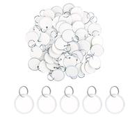 SAVITA 50 piezas 32 mm Etiquetas de Llaves, Etiquetas de Metal en Blanco Etiquetas de Meta con Anillo Dividido Etiquetas de Papel Redondas para Llaves para Identificador Llaves Mochilas de Equipaje