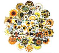 SAVITA 50 piezas pegatinas de girasol tema de girasol vinilo adhesivo impermeable y duradero para ordenador portátil, coche, equipaje, teléfono móvil (50 modelos diferentes)