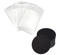 SAVITA 50 Piezas Tarjetas de Exhibición de Pendientes con 50 Piezas Bolsas Autoadhesivas Tarjetas de Aretes Pendientes de Papel para Bricolaje Pendientes de Exhibición de Joyería (Negro)