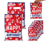 SAVITA 50 Uds Bolsas Regalo con Forma pata Perro, 25x17cm Bolsas Regalo Feliz Cumpleaños Pata de Perro con Asas para Refrigerios Dulces y Artículos para Fiestas Cumpleaños