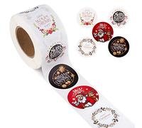 SAVITA 500 piezas 3,8 cm etiqueta autoadhesiva de Navidad, pegatinas de sobre, incluye pegatinas decorativas, decoración de fiesta, etiquetas de Navidad (5 modelos)