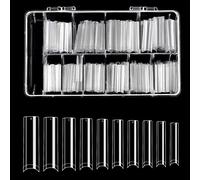 SAVITA 500 Piezas Tips Uñas Sin Curvas C, Uñas Artificiales Transparentes Extralargas Uñas Cuadradas Cónicas Tips de Uñas Planas XXL para Salones de Manicura y Arte de Uñas Diy en el Hogar(10 Tamaños)