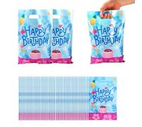 SAVITA 50uds Bolsas de Regalo Cumpleaños, Bolsas de Regalo Coloridas con Asas Reutilizables para Fiestas Cumpleaños Infantiles
