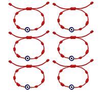 SAVITA 6 Piezas Pulseras de Mal de Ojo, Hechas a Mano Cadena de Mal de Ojo Ajustable Evil Eye Bracelet Nailon 7 Nudos Pulsera de la Suerte para Mujeres Hombres Niñas Niños (Rojo)