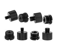 SAVITA 8 Piezas Adaptador Roscas de Micrófono, 3/8 Hembra a 5/8 Macho y 3/8 Macho a de 5/8 Hembra 5/8 Hembra a 1/4 Macho y 5/8 Macho a 1/4 Hembra Adaptador de Soporte de Micrófono (Negro)