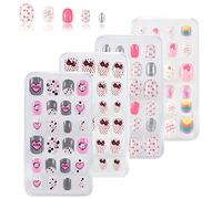 SAVITA 96 Piezas 4 Cajas Uñas Postizas para Niños Uñas Postizas Cortas de Cubierta Completa con Pegamento Colorido Regalo Encantador para Decoración de Uñas para Niños