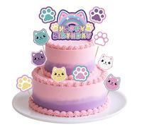SAVITA Adornos de Pastel Casa de Muñecas Gato, Decoración Tarta Cumpleaños Tema Gato Suministros Fiesta para Niños Niñas