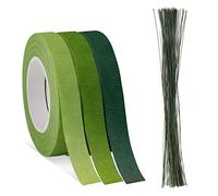 SAVITA Cintas Florales, 100 Piezas de 14 Pulgadas Alambre Floral Cinta para Envolver Flores con 3 Rollos de 1/2 Pulgada x 30 Yardas Cinta Floral para Envolver Tallos de Ramos y Manualidades Florales