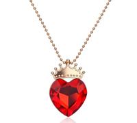 SAVITA Collares Corazón Rojo para Mujer, Collar con Colgante Corona de Corazón Bisutería los Descendientes Regalo de San Valentín o Aniversario