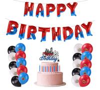 SAVITA Decoraciones de Cumpleaños Araña Set, Suministros para Fiesta de Cumpleaños Araña Pancarta Globos Látex Adorno Tarta Velas para Niños Decoraciones Temáticas Fiestas