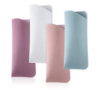 SAVITA Estuches Suave Gafas, 4 Piezas Estuche de Cuero Gafas Estuche Portátil para Gafas de sol Estuche Blando Estuche de Cuero para Gafas de sol para Mujeres, Hombres 7,2 x 17,2 cm, 4 Colores