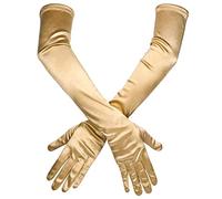 SAVITA Guantes de Satén Con Codo Largo, Elásticos 21" de Ópera Para Fiesta de Baile Nocturno, Mujeres (Oro)