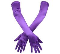 SAVITA Guantes de Satén con Codo Largo, Elásticos Guantes Largos 21" Guantes de Ópera Fiesta de Baile Nocturno Guante para Mujeres (Púrpura)