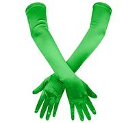 SAVITA Guantes de Satén con Codo Largo, Elásticos Guantes Largos 53cm Guantes de Ópera Fiesta de Baile Nocturno Guante para Mujeres (Verde)