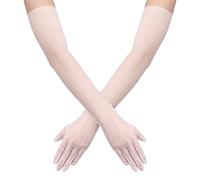 SAVITA Guantes Largos para Mujer, Longitud del Codo Elástico 70cm Transparente Guantes Largos de Tul Guantes Blancos Largos para Disfraces Halloween Cosplay Ópera Boda Despedida de Soltera Baile