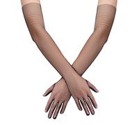 SAVITA Guantes Largos para Mujer, Longitud del Codo Elástico 70cm Transparente Guantes Largos de Tul Guantes de Malla Negros para Disfraces Halloween Cosplay Ópera Boda Despedida de Soltera Baile