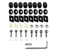 SAVITA Juego de Tornillos para Placa de Matrícula, Sujetadores de Seguridad con Tornillos M6 para Placa de Matrícula Surtido Fijo de Acero Inoxidable Antirrobo Tornillos Tapas Negras