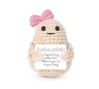 Savita Patata Positiva Divertida, 9cm Lindo Positive Potato Muñeco de Patata de Punto con Estímulo Estilo de Lazo para Mujeres para Cumpleaños Día de San Valentín Decoración de Fiesta