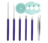 SAVITA Quilling Kit, 5 Piezas Papel Quilling Herramientas Incluyendo Entrenador de Curling & Par de Pinzas para Flores de Papel de Liar Manualidades Bricolaje Principiantes (Azul, Púrpura)