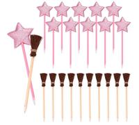 SAVITA Set de Recuerdos Fiesta Princesas, Incluye 10 Lápices Escoba Marrones y 10 Bolígrafos de Estrella para Halloween Suministros para Fiestas Cumpleaños y Recompensas el Aula