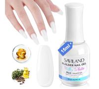 SAVLAND Gel de Uñas Vegetal: 8 en 1 Gel Builder para Uñas Aceite de Castor Vitamina E Gel Builder para Extensiones de Uñas Strengthen Apex Enhancement Gel Builder con Liner Brush 15 ml Blanco