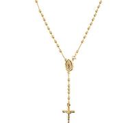 Savlano Colgante de plata de ley 925 con cadena de cuentas macizas italianas con cruz y rosario de la Virgen María, chapado en oro de 18 quilates, viene con caja de regalo para mujer, fabricado en