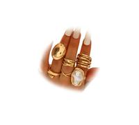 SAVNOJW Anillos gruesos de perlas de oro para mujer, apilables, no se deslustran, vintage, llamativos, cúpula, nudillos, dedo, juego único de joyería geométrica cruzada, regalo de joyería para fiesta