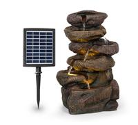 Blumfeldt Savona - Fuente Solar, Energía Solar, 2,8 Vatios, Batería de Iones de Litio, 5 h de Funcionamiento, LED, Poliresina, Circuito Cerrado, Resistente a heladas, Aspecto Piedra, Marrón Oscuro