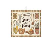 Savor the Flavor - Tapetes de secado de platos para encimera de cocina, tapete absorbente floral crema, almohadilla de secado de microfibra rústica bohemia para protector de barra de café, 16 x 18