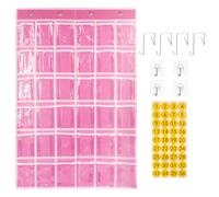 SAVORLIVING Organizador de tablas de bolsillo para el aula, tabla de bolsillo para el teléfono, caddie de calculadora de puerta colgante con ganchos y pegatinas (Rosa)