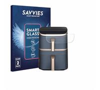 savvies 2 Unidades Protector Pantalla Cristal para Cosori Turbo Tower Pro 9H Película, Lámina de Vidrio, Transparente, sin Burbujas, Antiarañazos