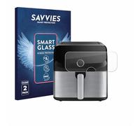 savvies 2 Unidades Protector Pantalla Cristal para Tefal Easy Fry Mega 9H Película, Lámina de Vidrio, Transparente, sin Burbujas, Antiarañazos