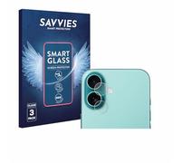 savvies 3 Unidades Protector Pantalla Cristal para Apple iPhone 16 (SÓLO Cámara) 9H Película, Lámina de Vidrio, Transparente, sin Burbujas, Antiarañazos