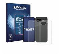 savvies 3 Unidades Protector Pantalla Cristal para Google Pixel 10a (Frontal+Trasero) 9H Película, Lámina de Vidrio, Transparente, Antiarañazos