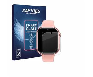 savvies 3 Unidades Protector Pantalla Cristal para Naixues Kids Smartwatch GPS 9H Película, Lámina de Vidrio, Transparente, Screen Protector