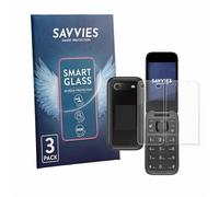 savvies 3 Unidades Protector Pantalla Cristal para Nokia 2660 Flip (Frontal+Trasero) 9H Película, Lámina de Vidrio, Transparente, Screen Protector