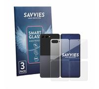 savvies Lámina Cristales para Samsung Galaxy Z Flip 8 | (Frontal+Trasero) 3 Unidades Transparente Protección Pantalla Made in Germany 9H Película Vidrio sin Burbujas Antiarañazos