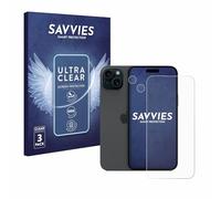 Savvies Protector Pantalla para Apple iPhone 15 Plus | (Frontal+Cámara) 6 Unidades Transparente Protección Pantalla Made in Germany Película Ultra Transparente